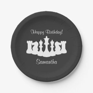 Personalised Chess Pieces Queen Birthday Paper Plate