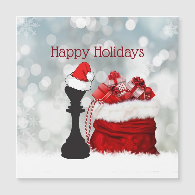 Personalised Chess Santa Christmas Magnetic Card (Front)