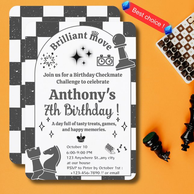Personalised Chess Tournament Birthday For Boys Invitation (Creator Uploaded)