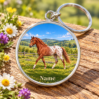 Personalised Chestnut Appaloosa Spring Meadow Key Ring