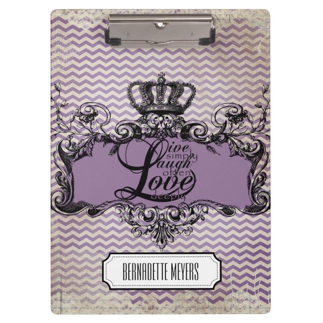 Personalised Chevron  Live Laugh Love Clipboard (Front)