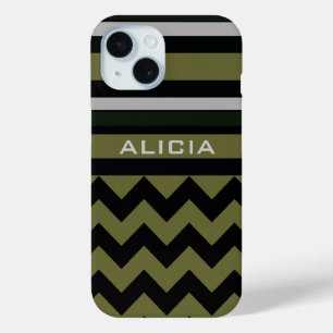 personalised chevron & stripes iPhone 15 case
