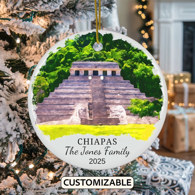 Personalised Chiapas Ornament, Mexico Ceramic Tree Decoration (Creator Uploaded)