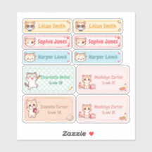 Personalised Chibi Kitten Name Labels