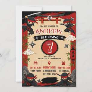 Personalised Chibi Ninja Birthday Invitation
