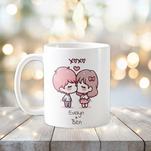 Personalised Chibi-Style Kissing Couple  Coffee Mug