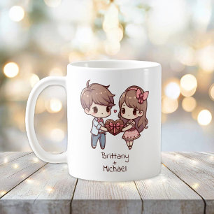 Personalised Chibi-Style Valentine Couple Coffee Mug