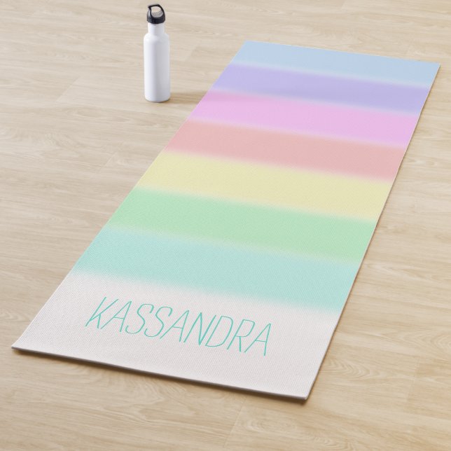 Personalised Chic and Colourful Rainbow Design Yoga Mat (In Situ)