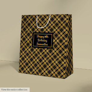 Personalised Chic Black Gold Party Gift Bag