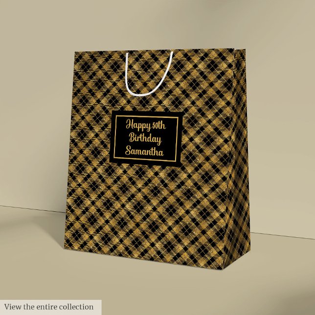 Personalised Chic Black Gold Party Gift Bag (Personalized Chic Black Gold Party Gift Bag)