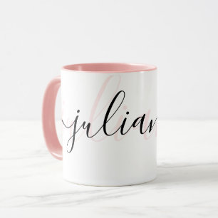 Personalised chic blush pink and black mug