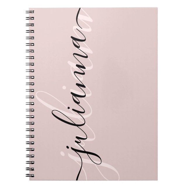 Personalised chic blush pink and black  notebook (Front)