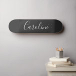 Personalised Chic Calligraphy Name Black and White Skateboard<br><div class="desc">Minimalist Script Typography Name in Black and White Skateboard</div>