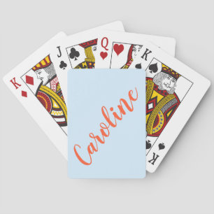 Personalised Chic Calligraphy Name Blue Orange Playing Cards