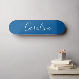 Personalised Chic Calligraphy Name Cobalt Blue Skateboard