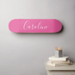 Personalised Chic Calligraphy Name Hot Pink Skateboard<br><div class="desc">Minimalist Script Typography Name in Hot Pink Skateboard</div>