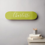 Personalised Chic Calligraphy Name Lime Chartreuse Skateboard<br><div class="desc">Minimalist Script Typography Name in Chartreuse Skateboard</div>