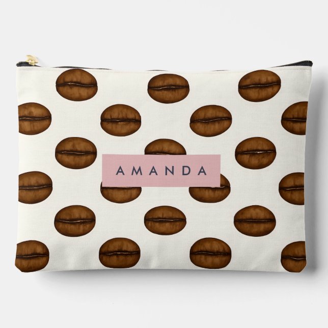 Personalised Chic Coffee Bean  Accessory Pouch (Front)