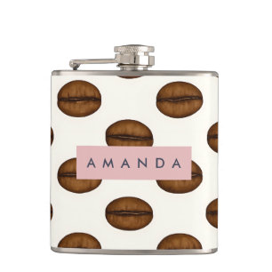Personalised Chic Coffee Bean  Hip Flask