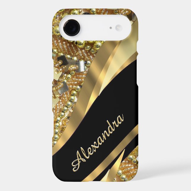 Personalised chic elegant black and gold bling Case-Mate iPhone case (Back)