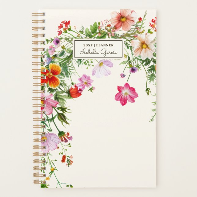 Personalised Chic Elegant Wildflower Planner (Front)