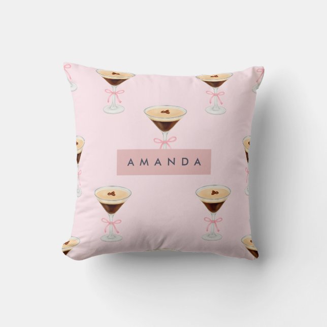 Personalised Chic Espresso Cocktail Pattern Cushion (Front)