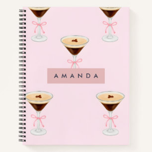 Personalised Chic Espresso Cocktail Pattern Notebook