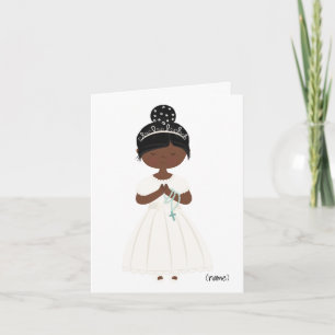 Personalised Chic First Holy Communion-Black Girl Card