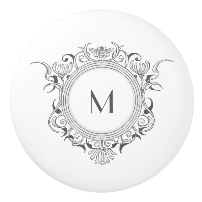 Personalised Chic Floral Decorative Ceramic Knob (Front)