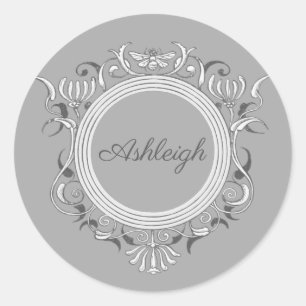 Personalised Chic Floral Decorative Classic Round Sticker