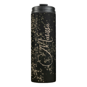 Personalised Chic Gold Confetti Thermal Tumbler