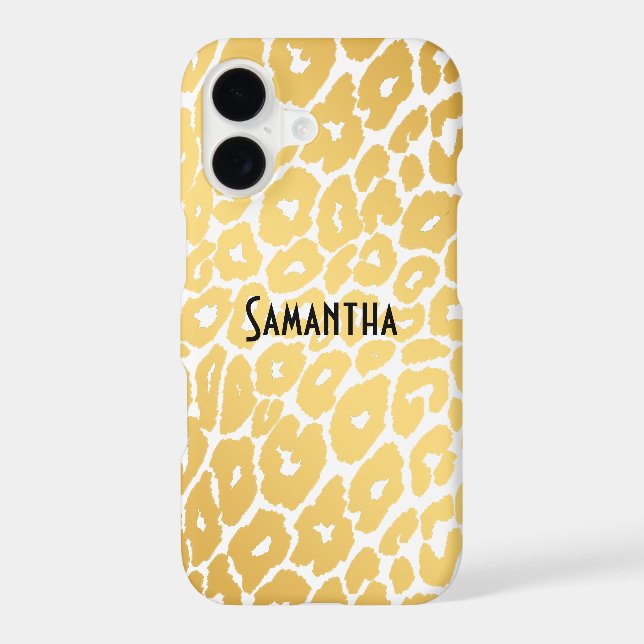 Personalised Chic Gold Leopard Print on White (Back)