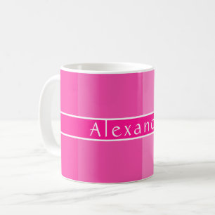 Personalised Chic Hot Pink Striped Coffee Mug