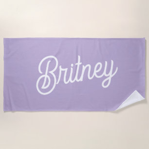 Personalised Chic Lavender Purple Monogram  Name Beach Towel