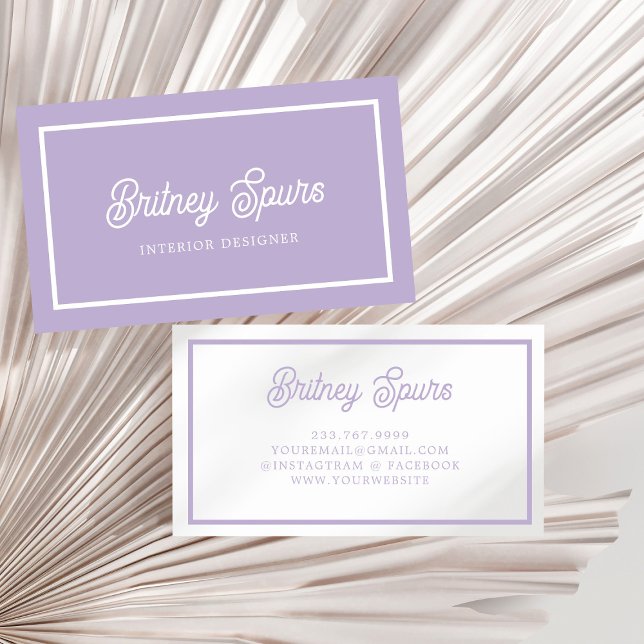 Personalised Chic Lavender Purple Monogram  Name Business Card (Creator Uploaded)