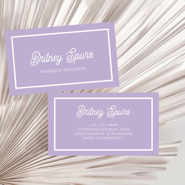 Personalised Chic Lavender Purple Monogram  Name Business Card (Creator Uploaded)