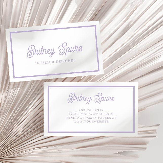 Personalised Chic Lavender Purple Monogram  Name Business Card (Creator Uploaded)