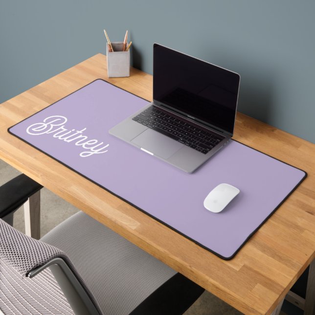 Personalised Chic Lavender Purple Monogram  Name Desk Mat (Office 2)