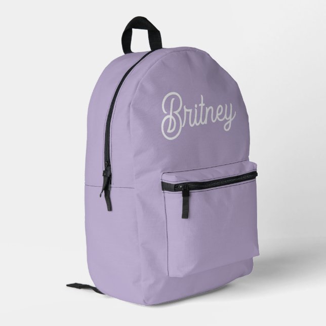 Personalised Chic Lavender Purple Monogram  Name Printed Backpack (Back Corner Left)