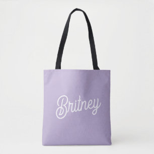 Personalised Chic Lavender Purple Monogram Name Tote Bag