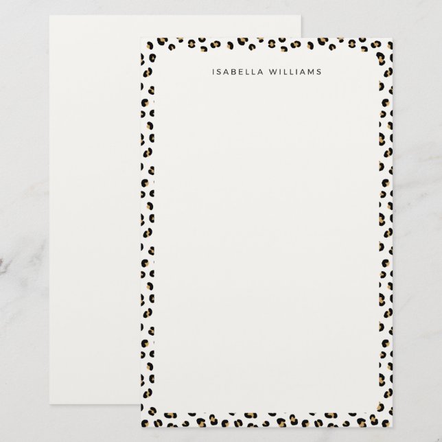 Personalised Chic Leopard Animal Print Pattern Stationery (Front/Back)