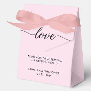 Personalised Chic Love ScrIpt Black Pink Wedding Favour Box