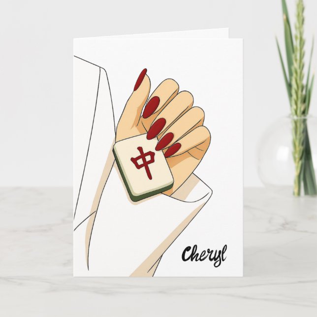Personalised Chic Mahjong Birthday Card (Front)