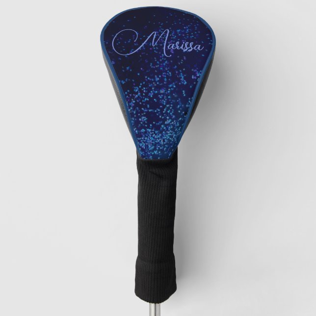 Personalised Chic Midnite Blue Confetti     Golf Head Cover (Front)