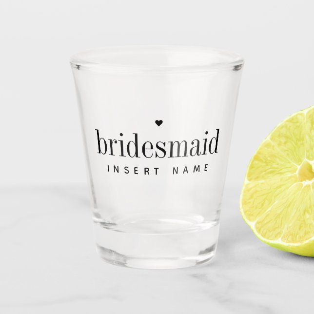 Personalised Chic Modern Bridesmaid Shot Glass (Front)