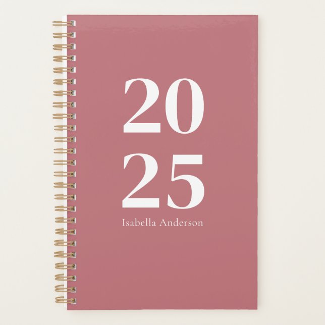 Personalised Chic Modern Dusty Rose Monthly/Weekly Planner (Front)