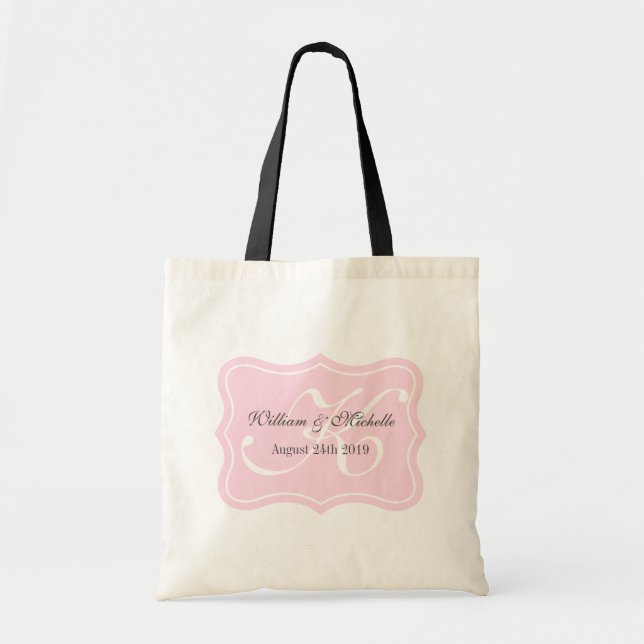 Personalised chic monogram wedding logo tote bag (Front)