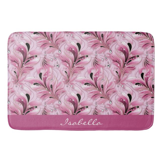 Personalised Chic Pink Glam Luxury Pattern  Bath Mat (Front)