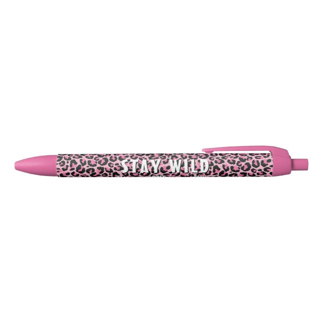 Personalised Chic Pink Leopard Print Black Ink Pen (Top)