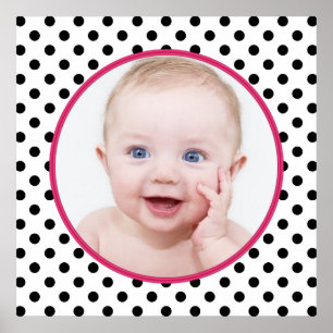 Personalised Chic Polka Dot Baby Photo Poster